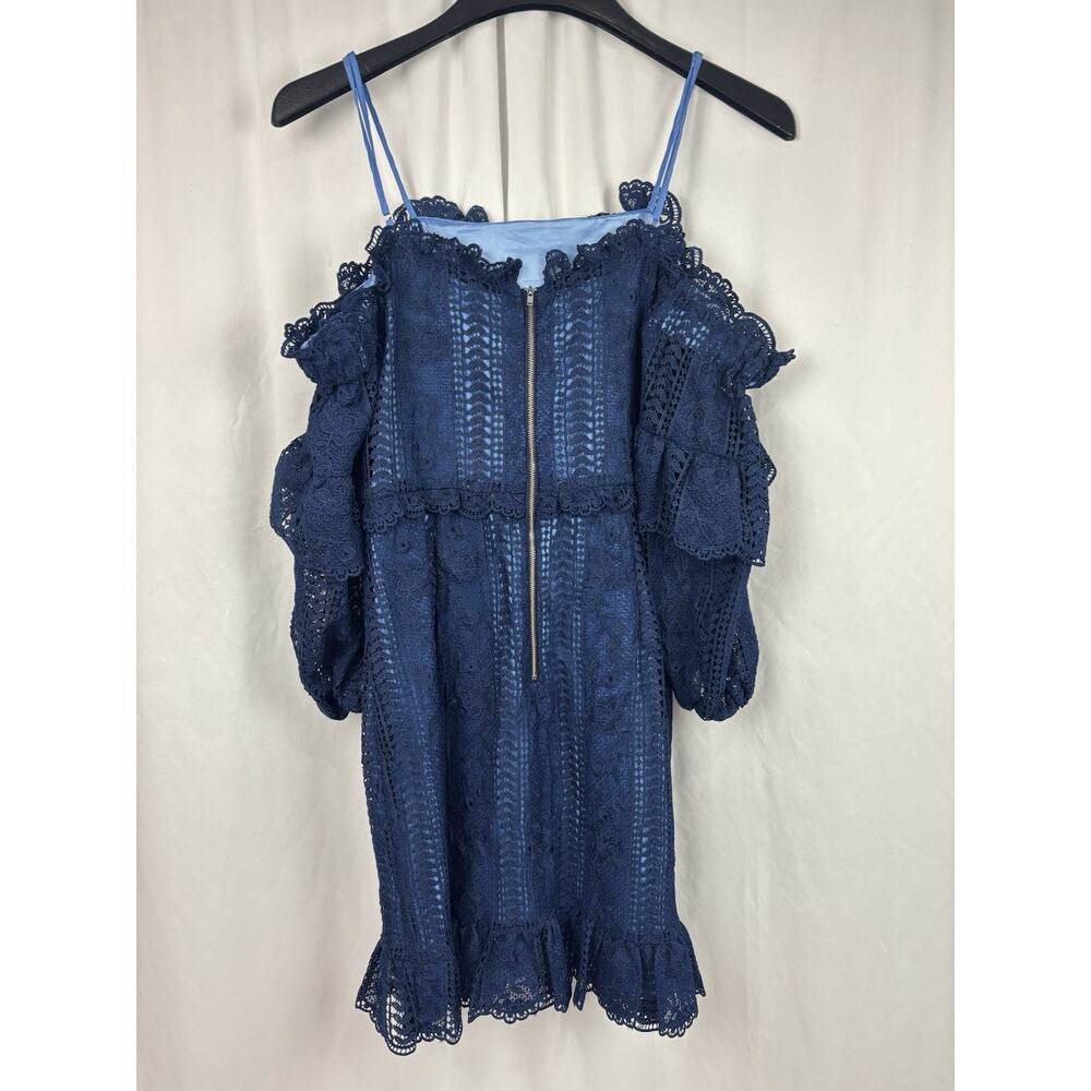 NWT Parker Irma Lace Cold Shoulder Mini-Dress Dark Blue Size 4 Retail $248 - Picture 6 of 9